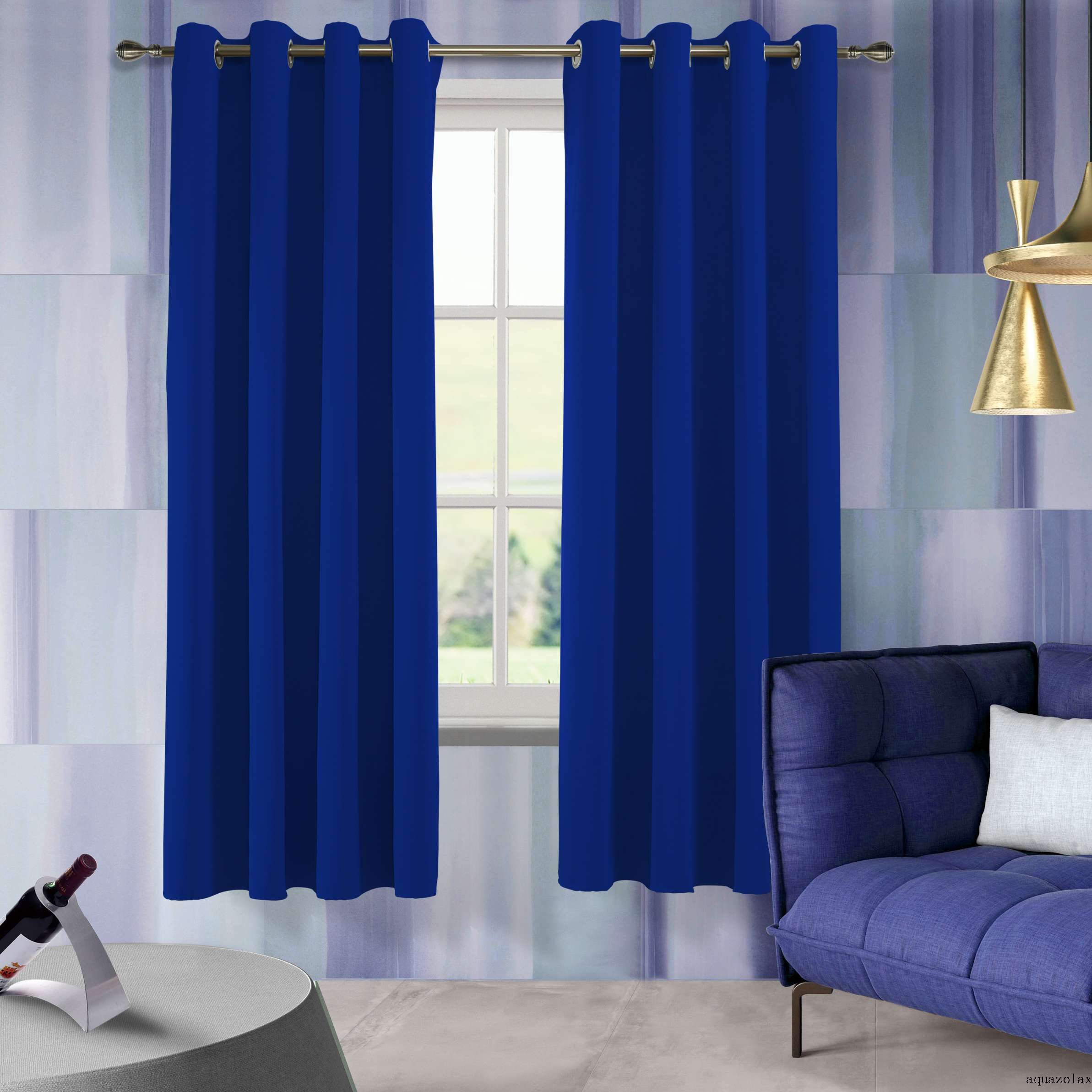 Aquazolax Blackout Curtains, 52"x84", Royal Blue, 2 Panels - aquazolax